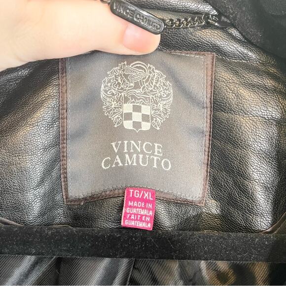 Vince Camuto Faux Leather Trim Wool Blend Boucle Coat Size XL - Picture 8 of 16